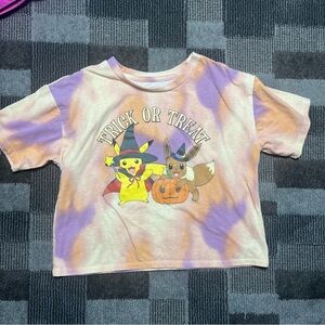 Pokemon girls Halloween Pikachu & Eevee T-Shirt - Purple & Orange